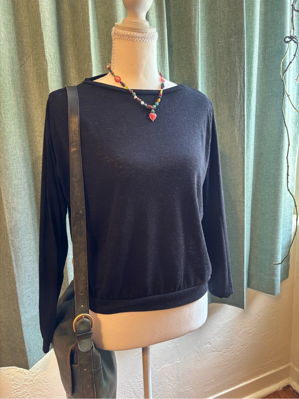 Nasty Gal Black Long-Sleeve Boatneck Top